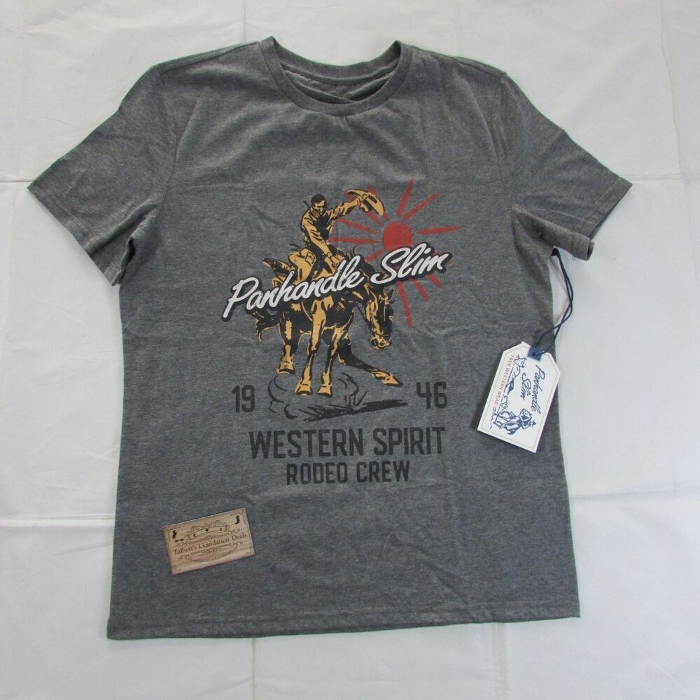 Panhandle Slim Men's Short Sleeve Western Spirit Graphic T-Shirt Grey